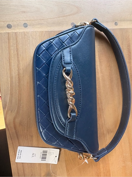 Anthropologie Handbags - Anthropologie Navy Blue Quilted Shoulder Bag with Gold Chain Accent NWT